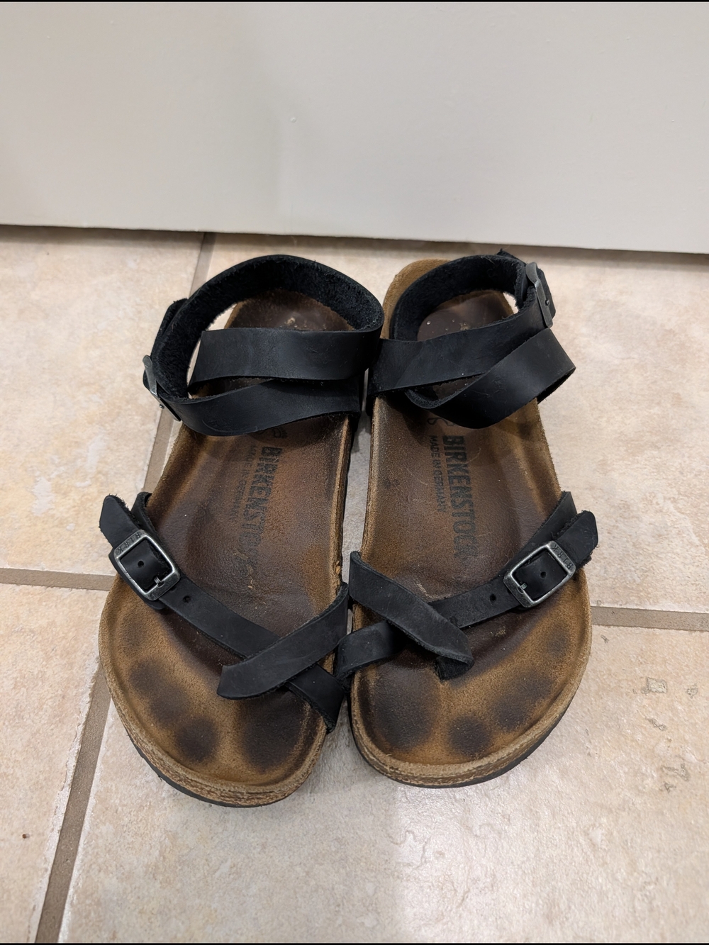 Birkenstock Yara Black Leather Strappy Sandals